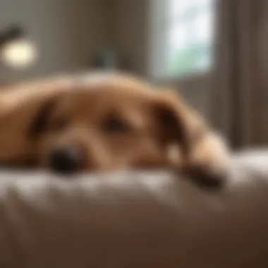 Pet owner observing their puppy during nap time