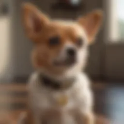 Small dog wearing a shock collar indoors