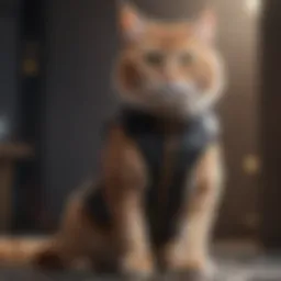 Cat wearing a stylish spike vest that enhances its safety.
