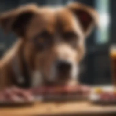 Healthy dog enjoying a meal with beef liver