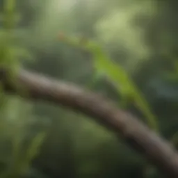 A vibrant green anole perched on a branch, showcasing its natural habitat.