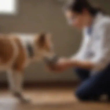 A veterinarian examining a dog for health issues.