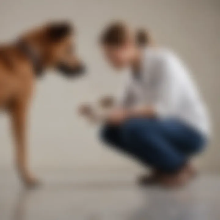 Veterinarian examining a dog.