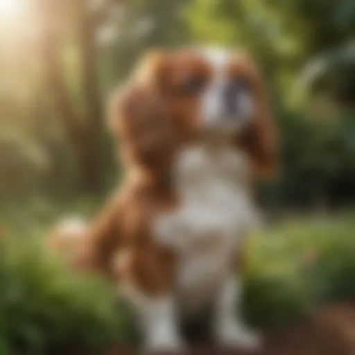 Elegant Cavalier King Charles Spaniel in a lush garden