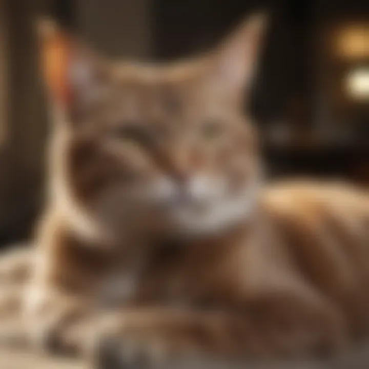 An elderly cat sitting comfortably on a plush cushion.