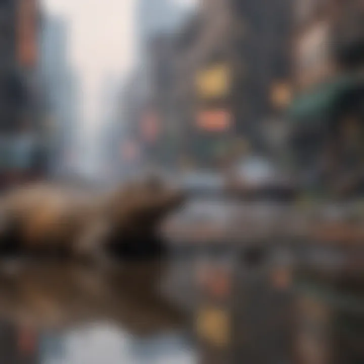 A polluted urban environment contrasting with a pristine natural habitat.