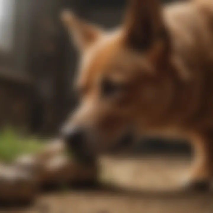 A veterinarian examining a dog's health with a focus on digestion