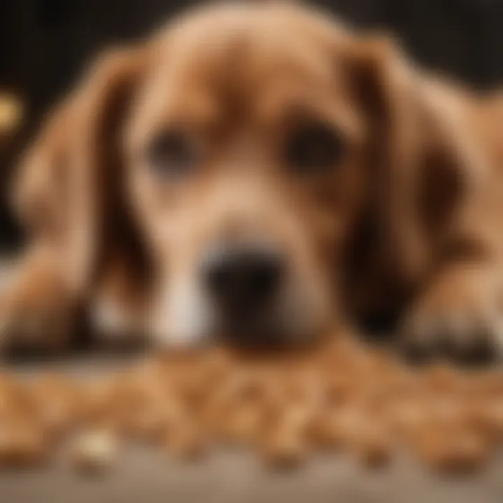 Dog with peanut butter treat