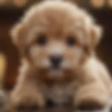 A Mini Doodle puppy being groomed, highlighting its grooming needs and fur texture.