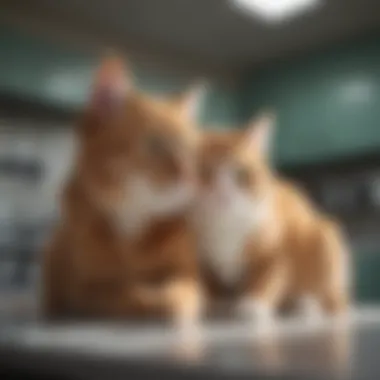 A veterinarian examining a cat in a clinic setting, emphasizing healthcare.