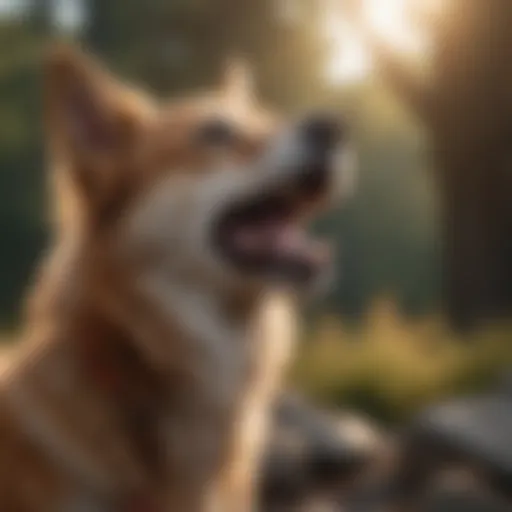 A dog howling in response to a distant siren