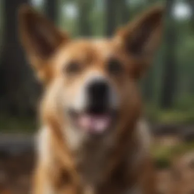 Environmental Influence on Dogs A serene environment with wildlife sounds influencing canine behavior