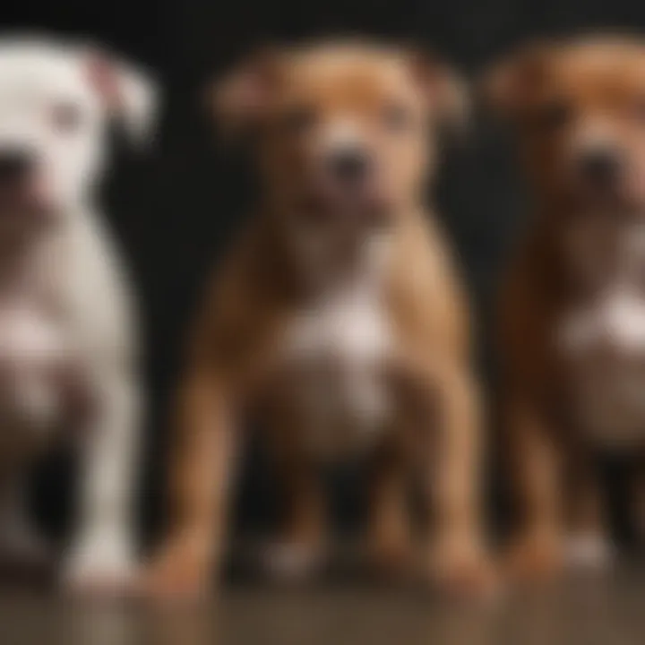 Growth stages of a pit bull puppy showcased through a visual chart