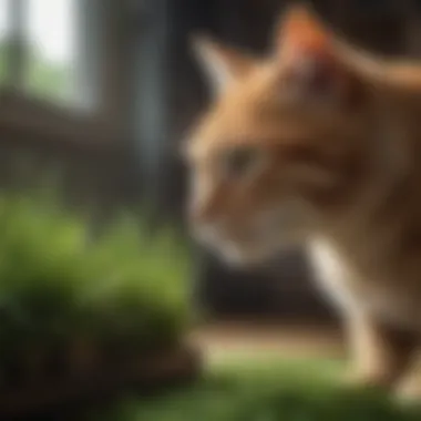 Introducing Cat Grass to Cats A cat owner introducing cat grass to their feline companion