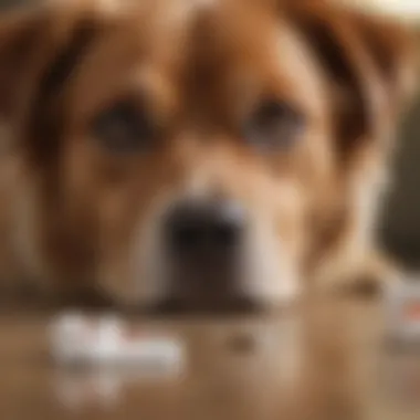 A close-up of a dog receiving medication