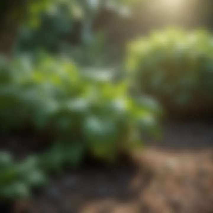 Lush basil plants thriving in a garden