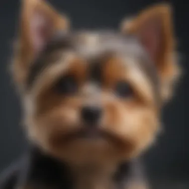 Close-up of a Yorkie puppy's expressive face