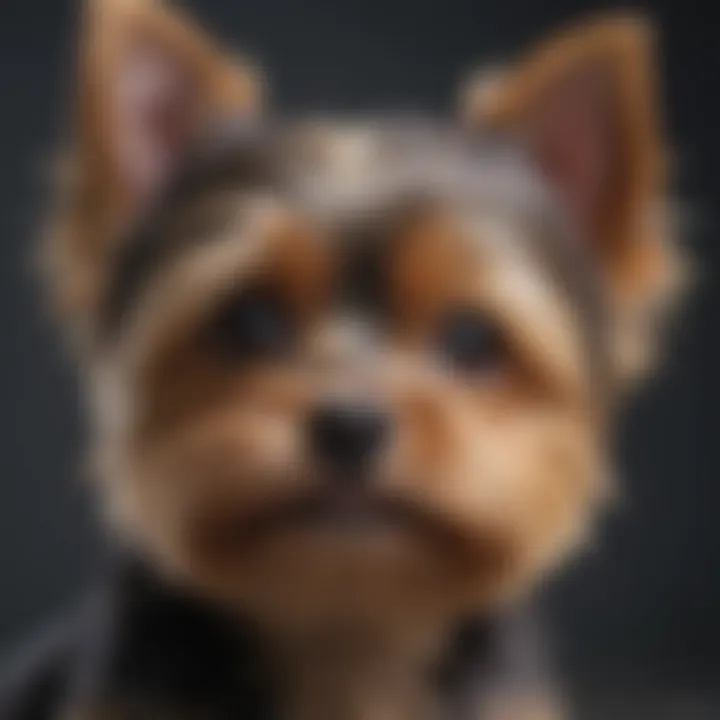 Close-up of a Yorkie puppy's expressive face