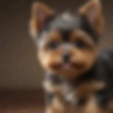 A playful Yorkie puppy with vibrant fur