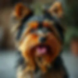 A Yorkshire Terrier showcasing its luxurious coat and lively demeanor.