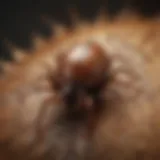 Close-up view of a tick on a dog's fur