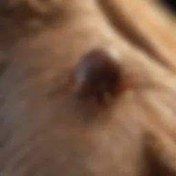 Close-up of a tick on a dog's fur