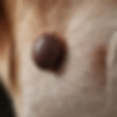 Close-up of a tick on a dog's paw