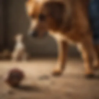 Dog owner inspecting pet's feet for ticks