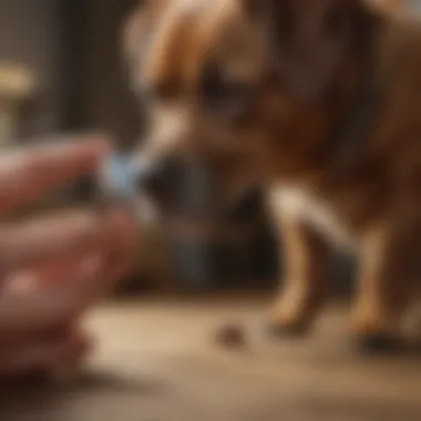 A veterinarian examining a dog for ticks