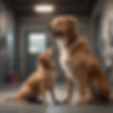 A happy dog receiving attention from a caretaker in a boarding facility