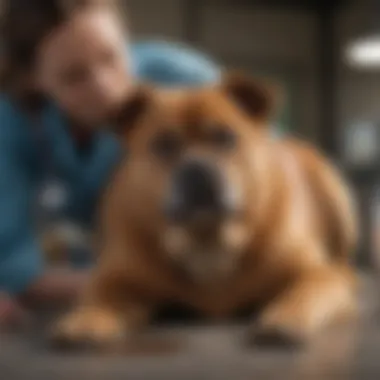 A vet examining a dog, highlighting professional care.