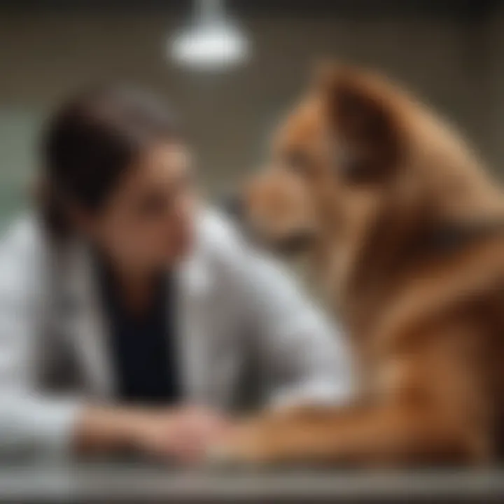 A veterinarian examining a dog, emphasizing the importance of professional consultation.