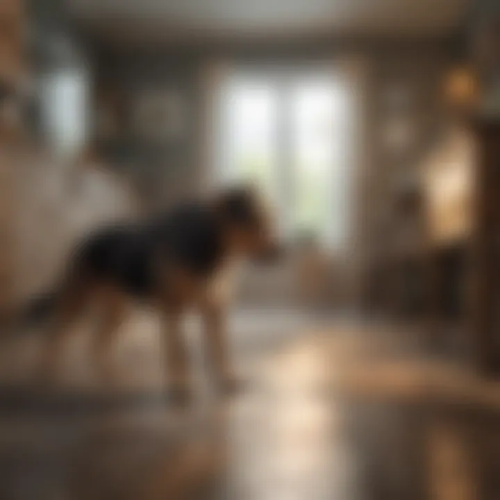 Owner training a dog in a home environment