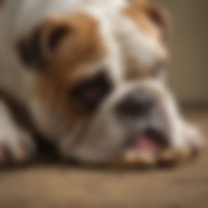 Close-up of an English Bulldog's paws showing signs of irritation