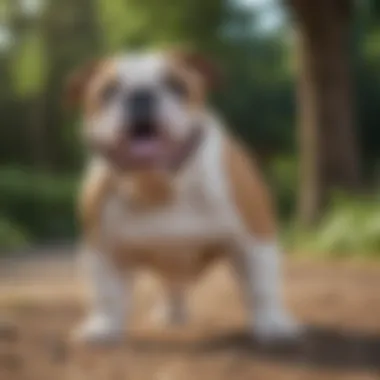 English Bulldog playing happily outdoors, free from paw concerns