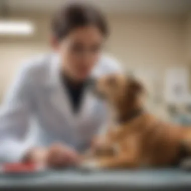 Veterinarian examining a dog in a clinic