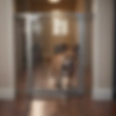 A pet owner demonstrating how to install a dog gate