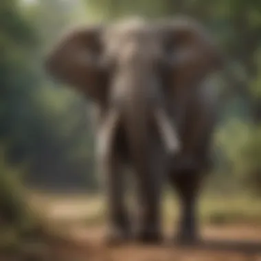 Bull Elephant in Natural Habitat A majestic bull elephant standing in its natural habitat