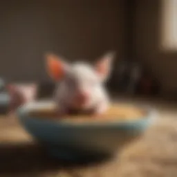 Nutrient-rich piglet feed in a bowl