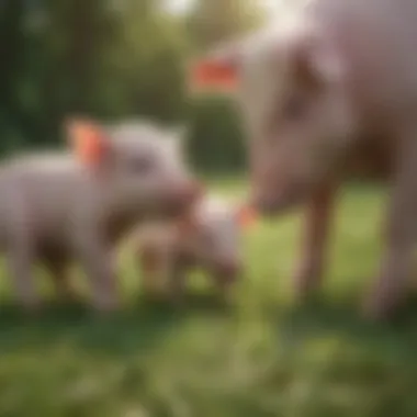 Natural Feeding Habits of Piglets Piglets grazing in a green pasture