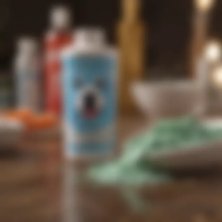 Close-up of dog toothpaste ingredients on a table