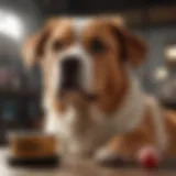 Dog exhibiting signs of discomfort due to digestive issues.