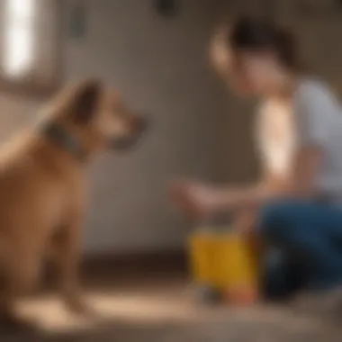 Monitoring Dog's Symptoms Owner observing their dog for symptoms of diarrhea.