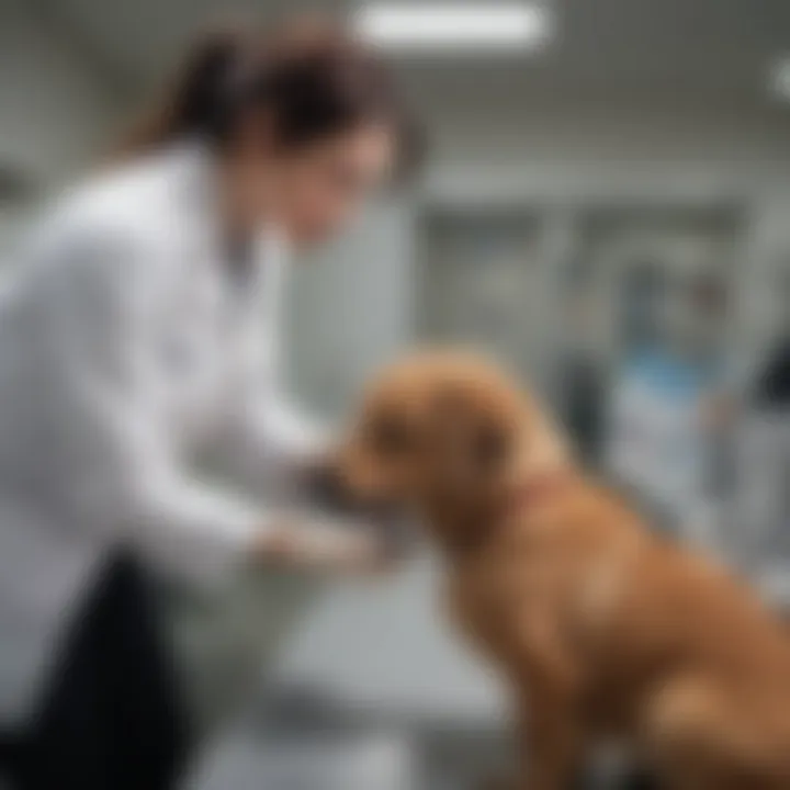 Veterinarian examining a dog in a clinic