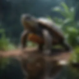 A serene aquatic habitat for pet turtles showcasing natural elements.
