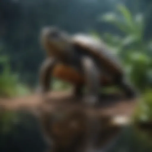 A serene aquatic habitat for pet turtles showcasing natural elements.