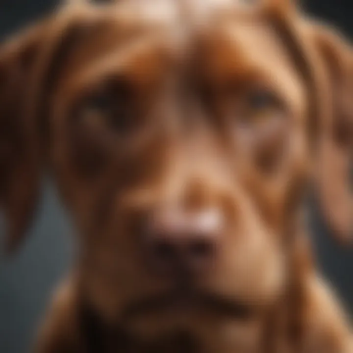 Close-up of a Wirehaired Vizsla's face highlighting its expressive eyes and unique fur texture.