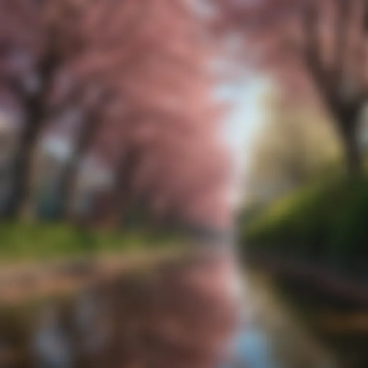 Urban landscape enhanced by year-round flowering trees