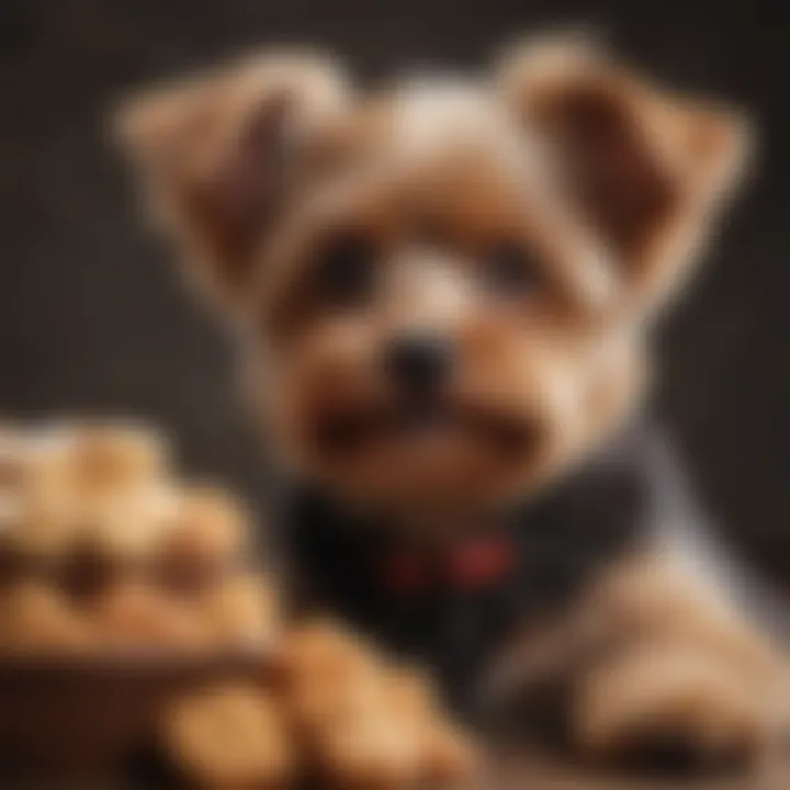 Yorkie Mini Poodle mix receiving training with treats