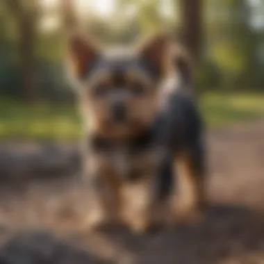 Yorkshire Terrier Puppy Exploring a Park Yorkshire Terrier puppy exploring a local park